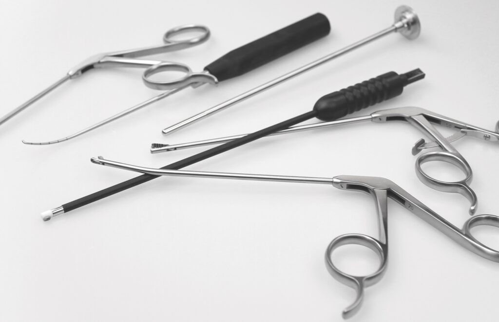 Close-up of surgical instruments for arthroscopy